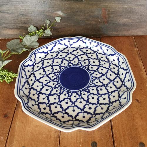【六角形皿　24cm 】 六角皿　お皿 青白食器 　盛り皿　 陶器 タイ料理 　アジアン料理 　タイ...
