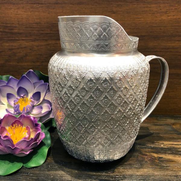 【ピッチャー・総柄】アルミ細工・アルミ製品・コップ・タイ料理・エスニック料理・タイ雑貨
