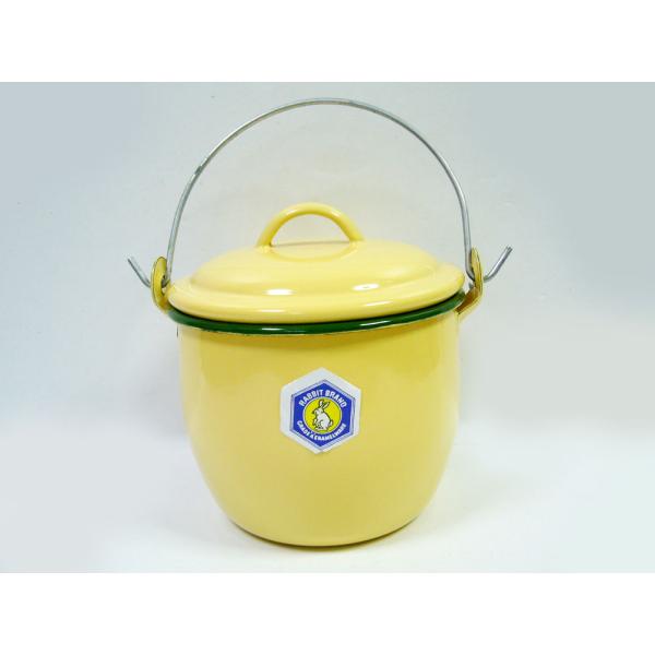 【ホーローボウル：baketu13cm】ホーロー黄色　バケツ　皿 タイ料理　エスニック料理 タイ雑貨...