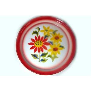 【ホーロー平皿赤縁：23cm】 【A：23cm】 華やかな花柄　皿 タイ料理　エスニック料理 タイ雑...