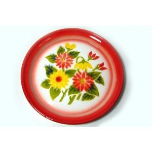 【ホーロー平皿赤縁：23cm】 【B：23cm】 華やかな花柄　皿 タイ料理　エスニック料理 タイ雑...