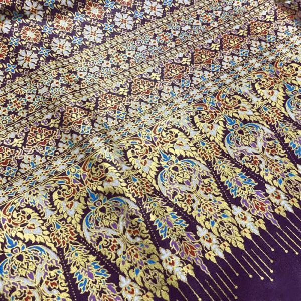 【送料無料】タイバテック　紫系200cm×109cm(NO82)　タイ生地・古典柄・マルチカバー・タ...