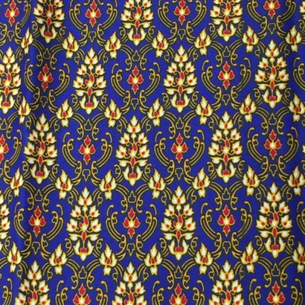 【送料無料】（バティック　NO43　大柄　青）　タイ生地・古典柄・マルチカバー・タイ雑貨