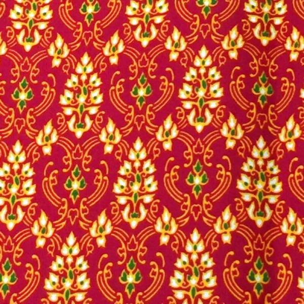 【送料無料】（バティック　NO45　大柄 赤）　タイ生地・古典柄・マルチカバー・タイ雑貨