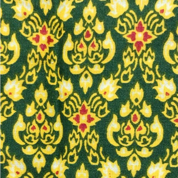 【送料無料】（バティックNO2　大柄　緑）タイ生地・古典柄・マルチカバー・タイ雑貨