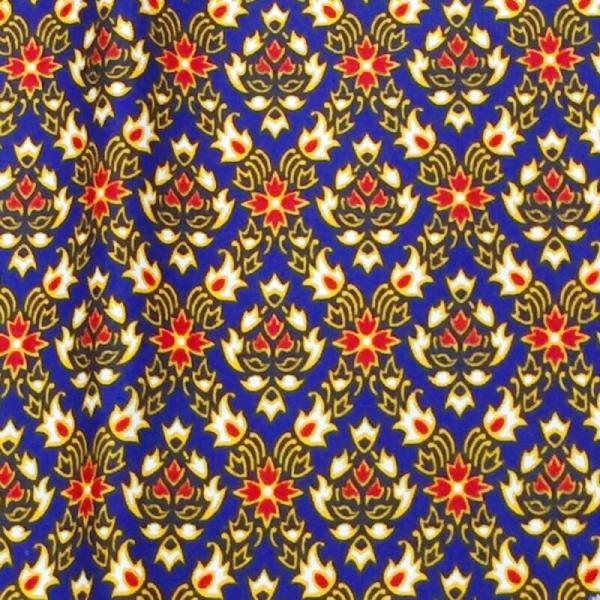 【送料無料】（バティックNO35 大柄 青）タイ生地・古典柄・マルチカバー・タイ雑貨