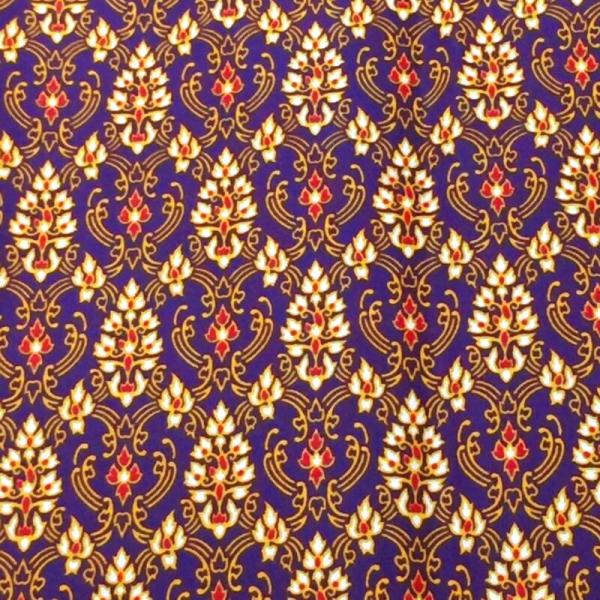 【送料無料】（バティック　NO46　大柄 赤紫　）　タイ生地・古典柄・マルチカバー・タイ雑貨