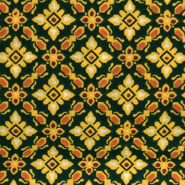 【送料無料】（バティックNO8　小柄　緑）タイ生地・古典柄・マルチカバー・タイ雑貨