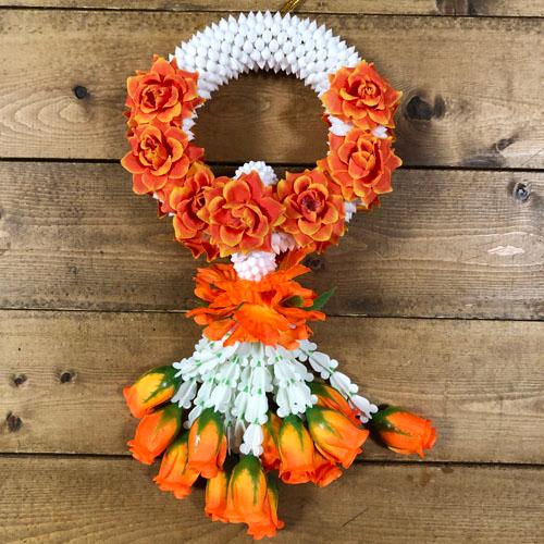 マーライ　バラ輪　10色展開中の「オレンジ 」タイの花飾り　造花　ジャスミン　神様　タイ雑貨
