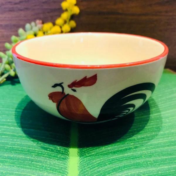 【にわとり食器 　おわん 12.5cm/ハイビスカス柄】 小鉢 ・小どんぶり・お椀・にわとり陶器 ・...