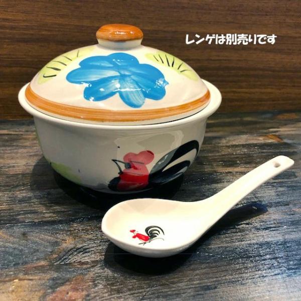 【 にわとり食器 蓋付きお椀/青花 16cm】蓋付き　どんぶり にわとり陶器 にわとり食器 にわとり...