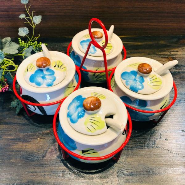 【にわとり食器 （ピンク花）調味料入れ】薬味入れ にわとり陶器 にわとり食器 にわとり柄 タイ料理 ...