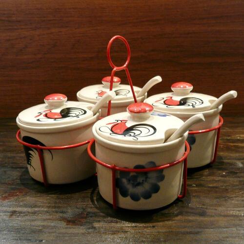 【にわとり食器 （青花）調味料入れ（C）】薬味入れ にわとり陶器 にわとり食器 にわとり柄 タイ料理...