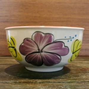 【にわとり食器 　小どんぶり 11.5cm/ハイビスカス柄　パープル】 小鉢 ・小どんぶり にわとり...
