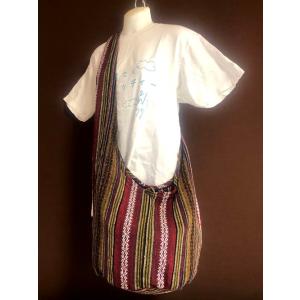 【サドゥーバック 】（E）【　ゲリコットン柄　エンジ】　ショルダーバック、肩かけバック　マザーバック...