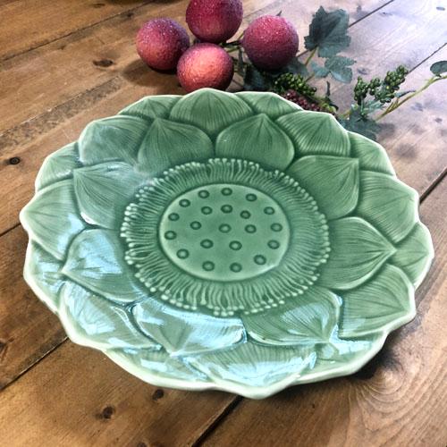 【蓮 23cm】蓮の花　セラドン陶器　セラドン食器  陶器　タイ料理　 アジアン料理 　タイ雑貨