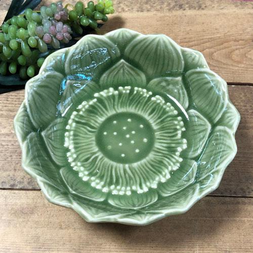 【蓮の花　小鉢13.5cm】取皿　ボール　セラドン陶器　セラドン食器  陶器　タイ料理　 アジアン料...