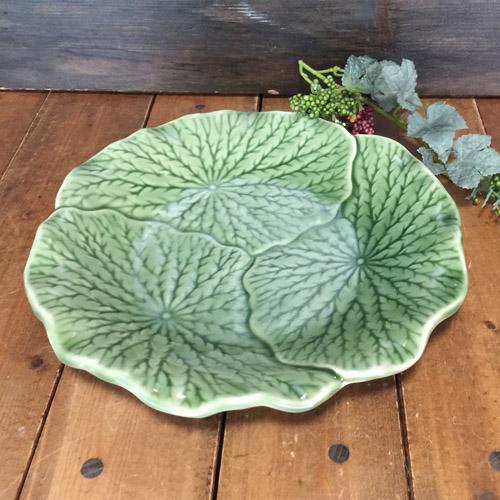 【蓮の葉　皿　26cm】セラドン陶器　セラドン食器  陶器　蓮の葉　タイ料理　 アジアン料理 　タイ...