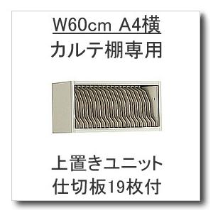 W600カルテ棚専用オプション　上置き台１段タイプ　仕切り板１９枚付　メーカー直送　代引決済対応不可