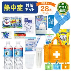 熱中症対策キット cr-331 リーベン 万能28点セット 10個セット クーラーバッグ 瞬間冷却剤 水分補給 ゼリー 塩分 冷却タオル 経口補水液 予防カード 工事現場