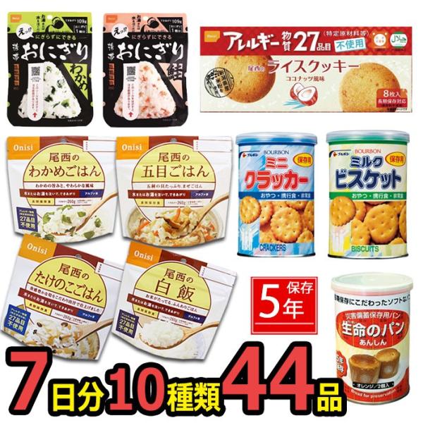 【予約販売/６月上旬予定】 防災セット 防災グッズ 非常食 保存食 セット 44点 7日分 詰替 備...