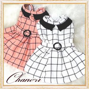 【セール】【犬 服】【メール便OK】グラフチェックのトレンドワンピース 【春】