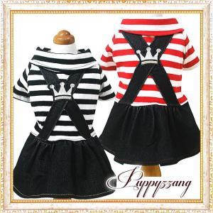 【再入荷】【Sale】【犬 服】ボーダープリンセスワンピース【Puppyzzang】