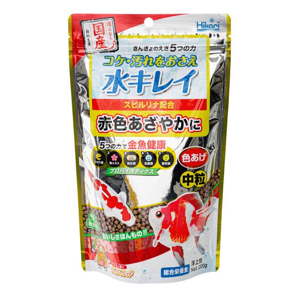 キョーリン　きんぎょのえさ　５つの力　色あげ　中粒　２００ｇ　コケ・汚れ軽減　善玉菌配合　スピルリナ...