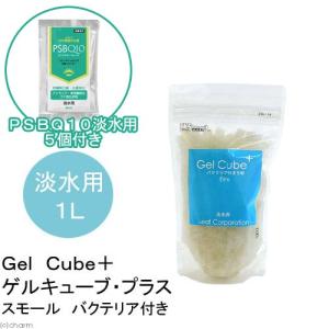 （熱帯魚）淡水用ろ過材　Ｇｅｌ　Ｃｕｂｅ＋（ゲルキューブ・プラス）　バクテリア付き　スモール　１リットル＋ＰＳＢＱ１０　３０ｍＬ　５個　本州四国限定｜chanet