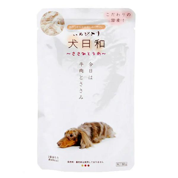 わんわん　犬日和　レトルト　ささみと牛肉　８０ｇ　ドッグフード　わんわん　犬日和　パウチ