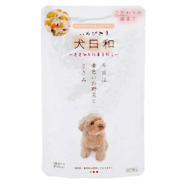 わんわん　犬日和　レトルト　ささみと緑黄色野菜　８０ｇ　ドッグフード　わんわん　犬日和　パウチ
