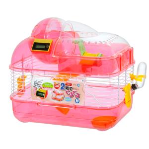 マルカン　２階でくるくる　Ｍ　ピンク（３３．５×２５×２８.８ｃｍ）　ジャンガリアン　ロボロフスキー　小型ハムスター　ケージ