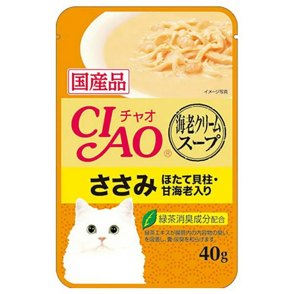 いなば　ＣＩＡＯ　チャオ　海老クリームスープ　パウチ　ささみ　ほたて貝柱・甘海老入り　４０ｇ×１６袋