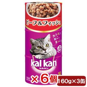 カルカン　ハンディ缶　１歳から　ビーフ＆フィッシュ　１６０ｇ×３Ｐ　６個入り　キャットフード　成猫用