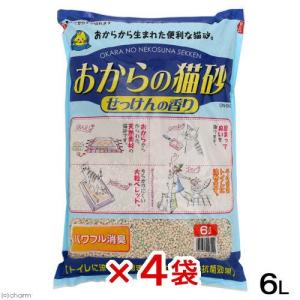 猫砂　常陸化工　おからの猫砂　せっけんの香り６Ｌ×４袋　猫砂　固まる　流せる　燃やせる　お一人様１点限り