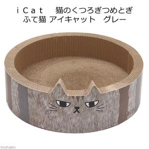 猫用　爪とぎ　ｉＣａｔ　猫のくつろぎつめとぎ　ふて猫　グレー｜chanet