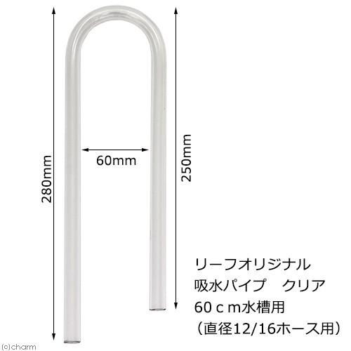 様々なフィルターに使用可能！　吸水パイプ　クリア　６０ｃｍ水槽用　（直径１２／１６のホース用）