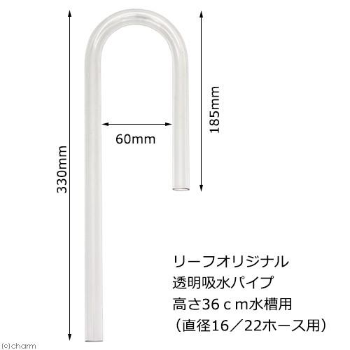 様々なフィルターに使用可能！　吸水パイプ　クリア　高さ３６ｃｍ水槽用　（直径１６／２２のホース用）