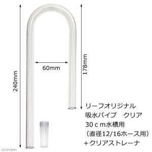 様々なフィルターに使用可能！　吸水パイプ　クリア　３０ｃｍ水槽用　（直径１２／１６のホース用）＋クリアストレーナー