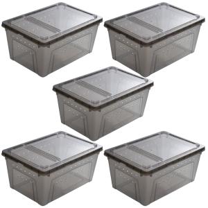 爬虫類ケージ　ブリードボックス　Ｌサイズ　ブラック　３２×２２×１５ｃｍ×５個