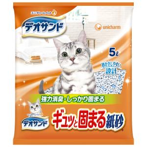 デオサンド　猫砂　ギュッと固まる紙砂　５Ｌ　お一人様６点限り｜chanet