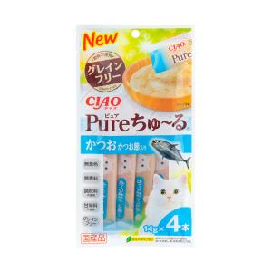《終売》いなば　Ｐｕｒｅちゅ〜る　かつお　かつお節入り　１４ｇ×４本　ちゅーる　チュール