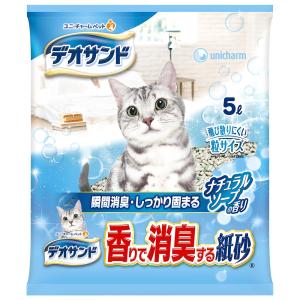 ユニ・チャーム　デオサンド　香りで消臭する紙砂　猫砂　ナチュラルソープの香り　５Ｌ×６袋