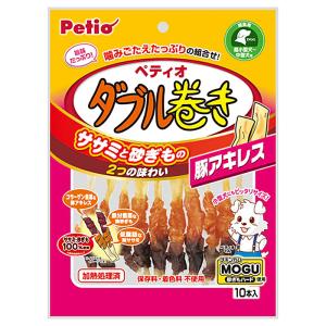 ペティオ　ササミ＋チキンガムＭＯＧＵ　ダブル巻き　豚アキレス　１０本入×６袋