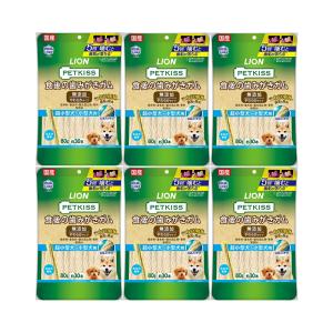 ライオン　ペットキッス　ＰＥＴＫＩＳＳ　食後の歯みがきガム　無添加　やわらかタイプ　超小型犬〜小型犬用　８０ｇ（約３０本）×６袋　犬　歯磨き　おやつ