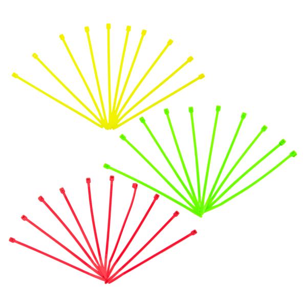 ３色セット　サンゴ・配線の仕分けに便利　結束バンド　蛍光３色　１００ｍｍ　各１０本ずつ