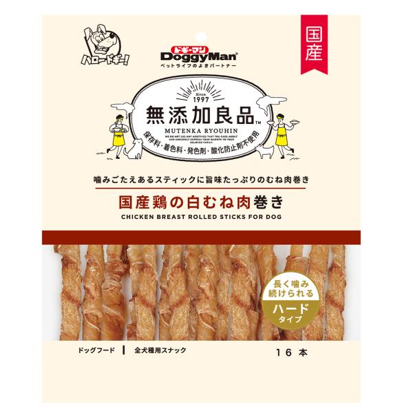 ドギーマン　無添加良品　国産鶏の白むね肉巻き　１６本