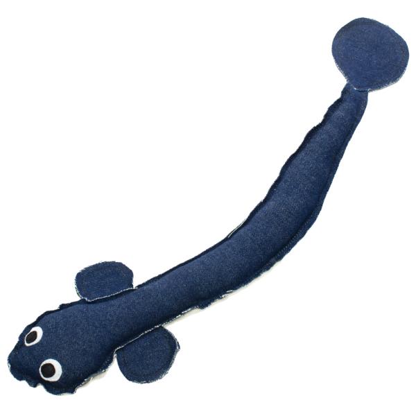 ワンちゃんネコちゃんの遊べるデニムフィッシュ　うなぎ　おもちゃ　ハンドメイド