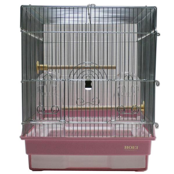 鳥かご　ＨＯＥＩ　３５角Ｇ　ピンク　（３７×４１．５×４４ｃｍ）　セキセイ　小型インコ　フィンチ　銀...