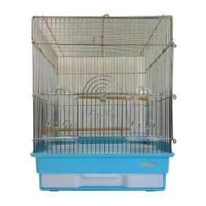 ＨＯＥＩ　３５角Ｇ　ブルー　（３７×４１．５×４４ｃｍ）　セキセイ　小型インコ　フィンチ　銀メッキ　本体アミ２つ分け　沖縄別途送料